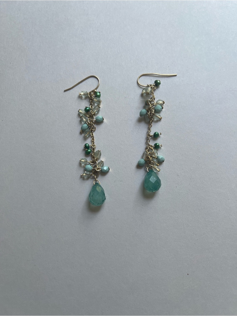 Delicate Aqua Teardrop Dangle Earrings - Women Jewelry - Picture 3 of 4